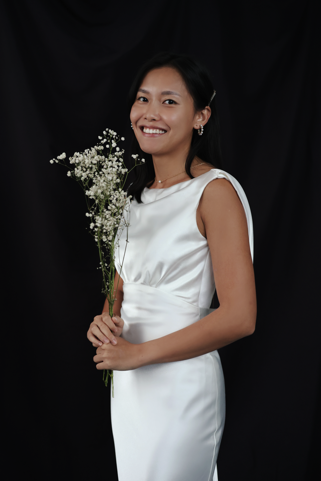 Julia Boat Neck Empire Waist Satin Wedding Dress| Bone and Grey Bridal | Minimal wedding Affordable dresses online Singapore Canada USA