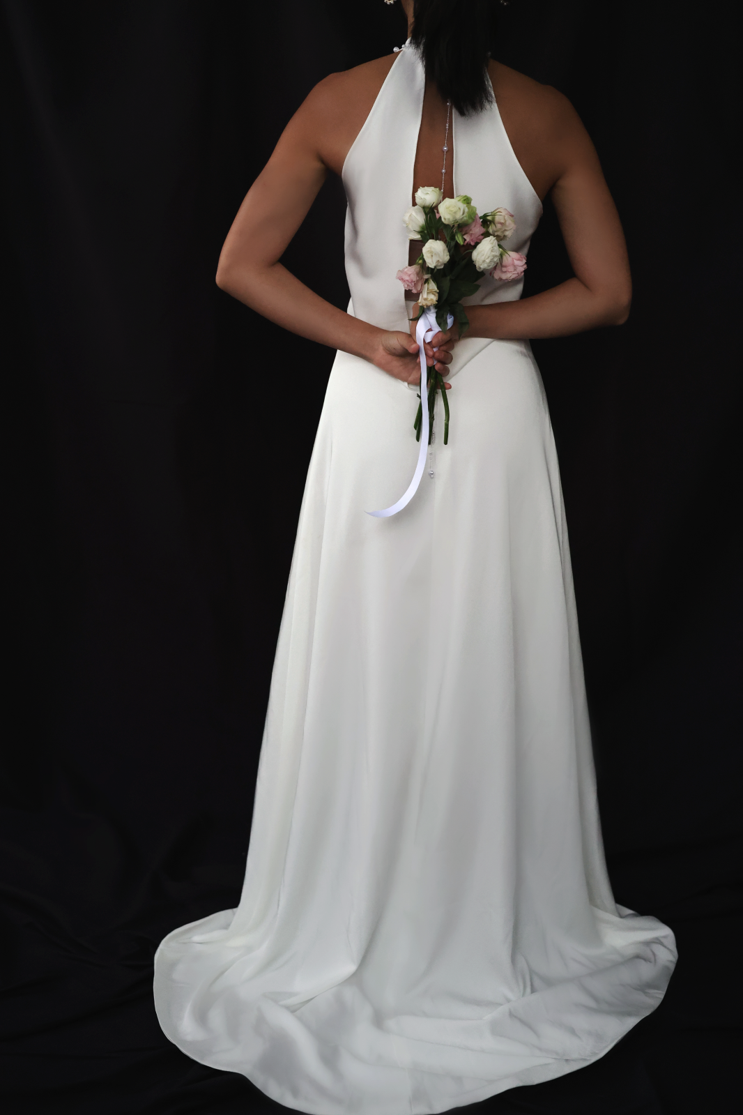 Melody Halter Column Wedding Dress | Bone and Grey Bridal | Minimal Affordable wedding dresses online Canada Singapore USA
