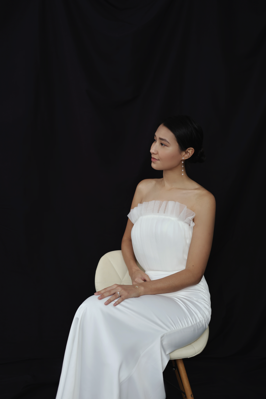 Naya Strapless Satin Column Wedding Dress | Bone and Grey Bridal | Minimal affordable wedding dresses online Canada Singapore USA