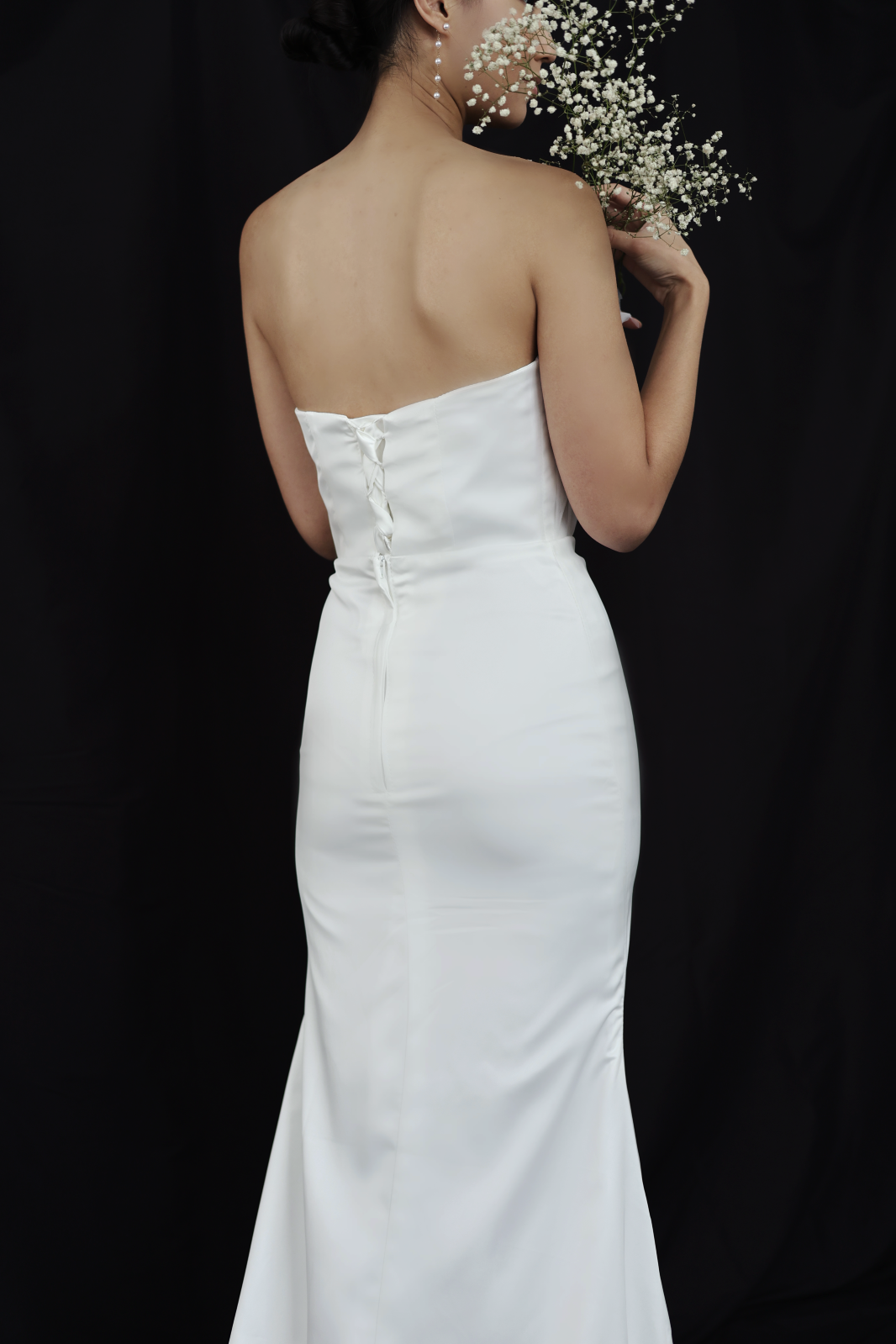 Naya Strapless Satin Column Wedding Dress | Bone and Grey Bridal | Minimal affordable wedding dresses online Canada Singapore USA