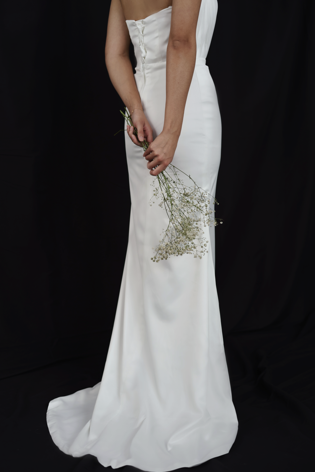 Naya Strapless Satin Column Wedding Dress | Bone and Grey Bridal | Minimal affordable wedding dresses online Canada Singapore USA