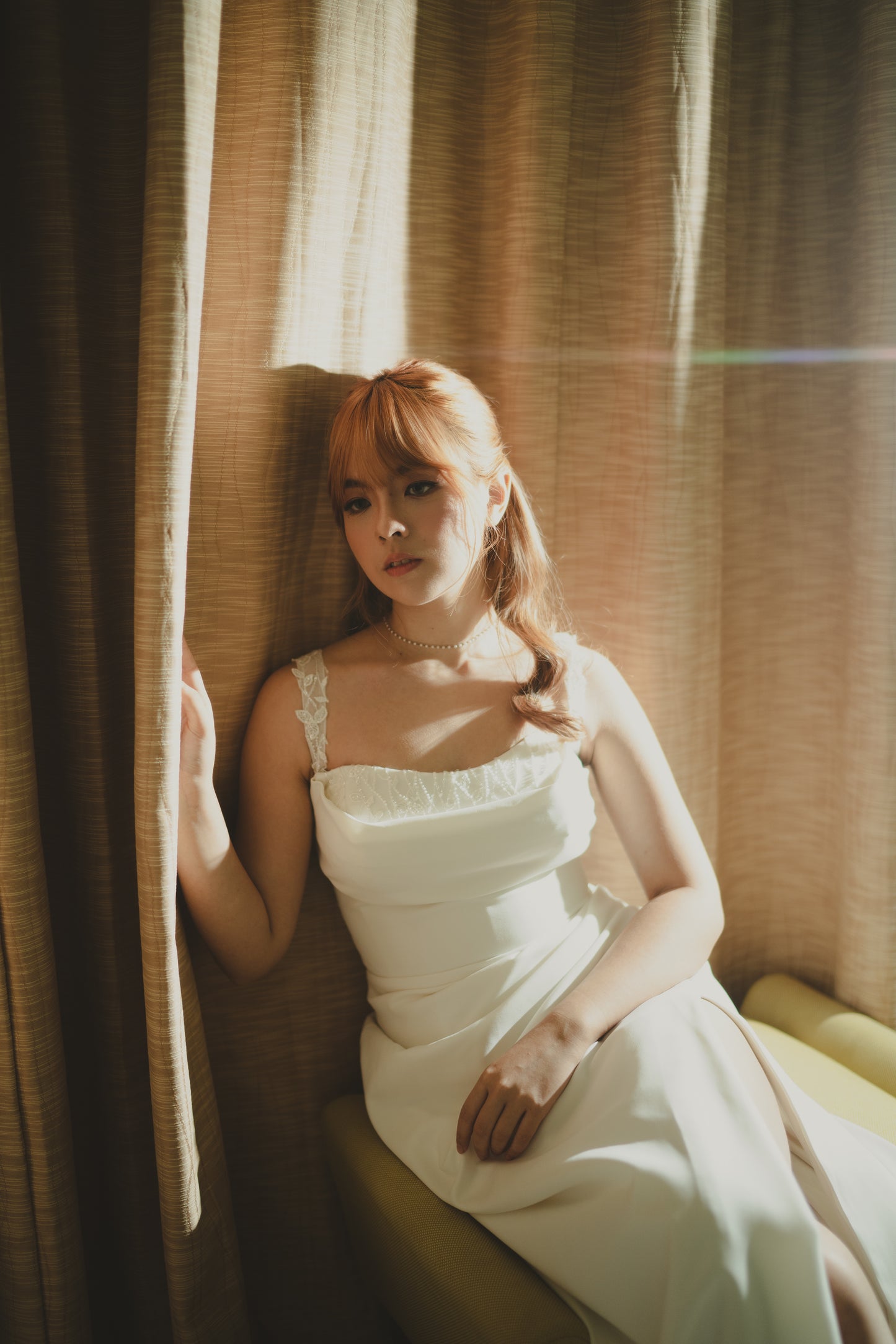 Harper Strapless Straight Square Off-Shoulder Long Sleeves Crepe Column Sheath Wedding Dress | Bone and Grey Bridal | Affordable Minimal Simple Bridal Gowns Online Canada USA Singapore