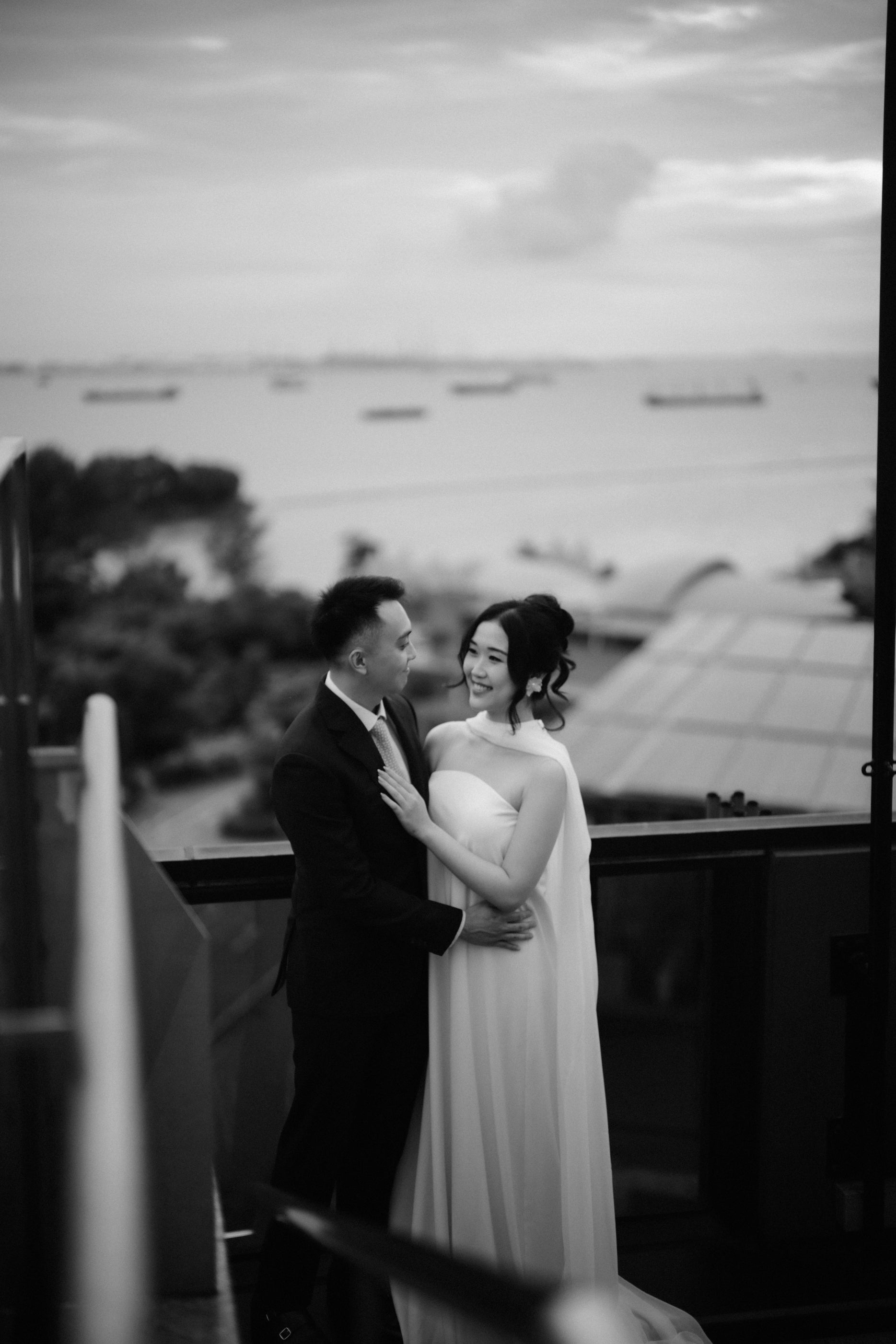 Jade Crescent Neckline Shift Dress with Chiffon Cape Set | Bone and Grey Bridal | Affordable Minimal Wedding Dresses Online Canada USA Singapore