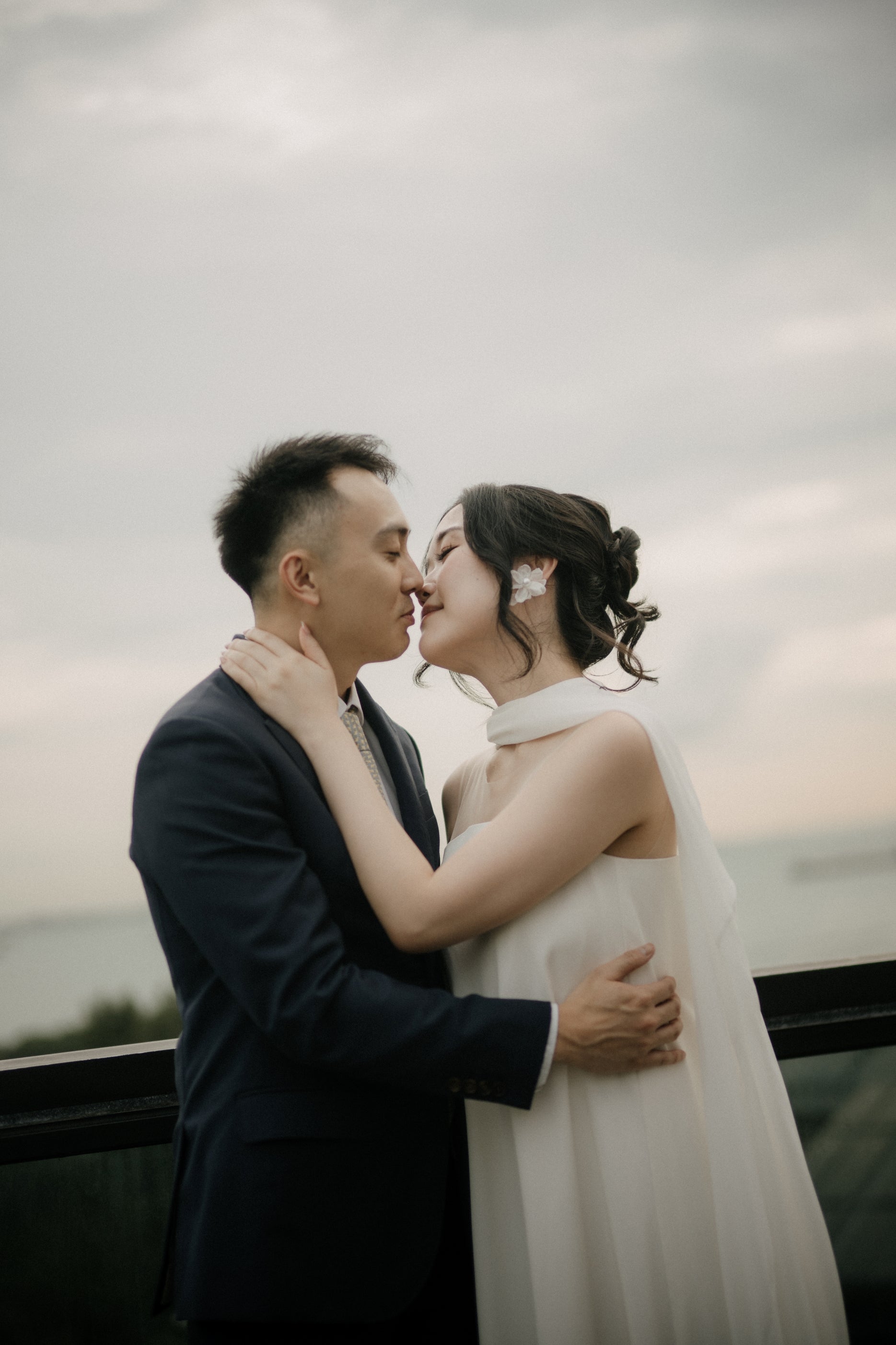 Jade Crescent Neckline Shift Dress with Chiffon Cape Set | Bone and Grey Bridal | Affordable Minimal Wedding Dresses Online Canada USA Singapore