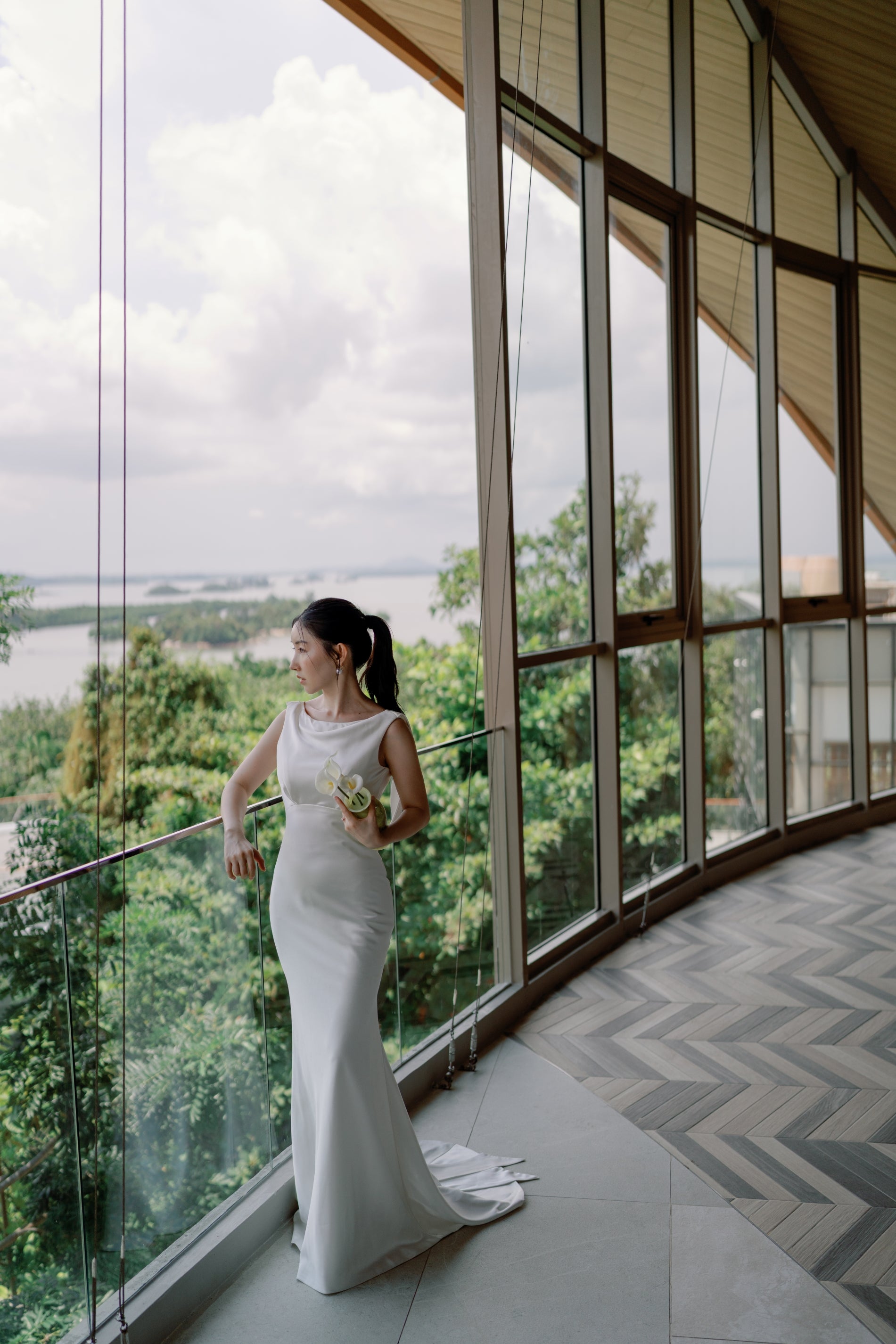 Julia Boat Neck Open Back Satin Wedding Dress | Bone and Grey Bridal | Affordable Simple Bridal Gowns Online Canada USA Singapore