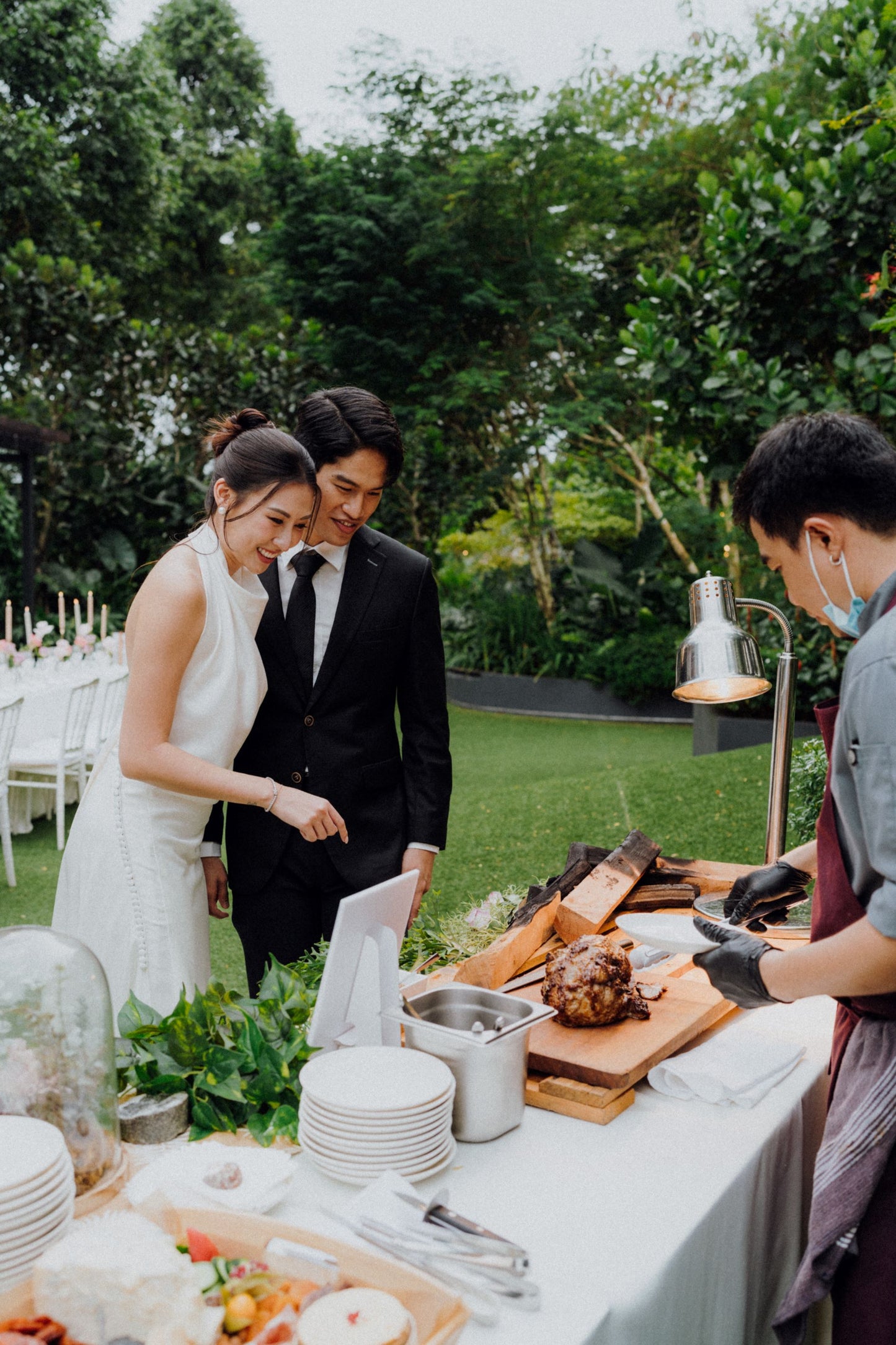 Sophia High Halter Neck Column Crepe Wedding Dress with Slit | Bone and Grey Bridal | Affordable Minimal Wedding Dresses Online Canada USA Singapore