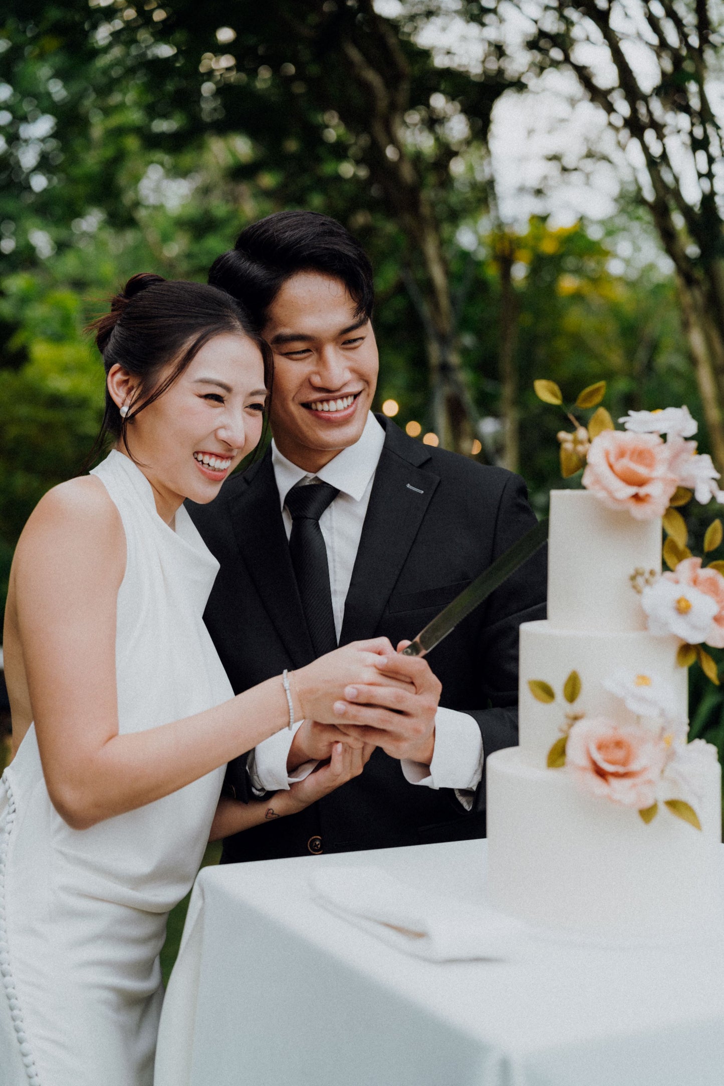 Sophia High Halter Neck Column Crepe Wedding Dress with Slit | Bone and Grey Bridal | Affordable Minimal Wedding Dresses Online Canada USA Singapore