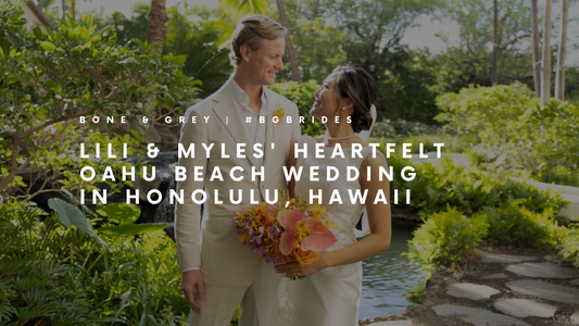 Lili & Myles' Heartfelt Oahu Beach Wedding in Honolulu, Hawaii | Bone and Grey Bridal #BGBrides | Minimal and Affordable Wedding Dresses Online in Singapore Canada Australia UK USA
