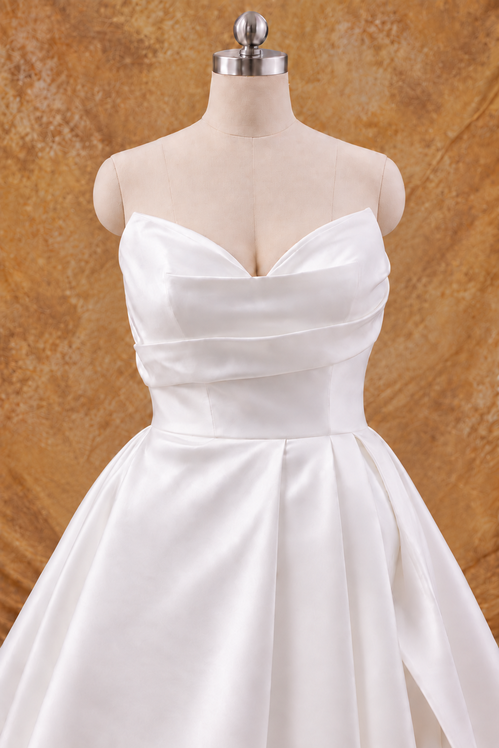 Adelia Mikado Off-the-Shoulder A-Line Wedding Gown with Slit | Bone and Grey Bridal | Affordable Simple Bridal Gowns Online Canada USA Singapore