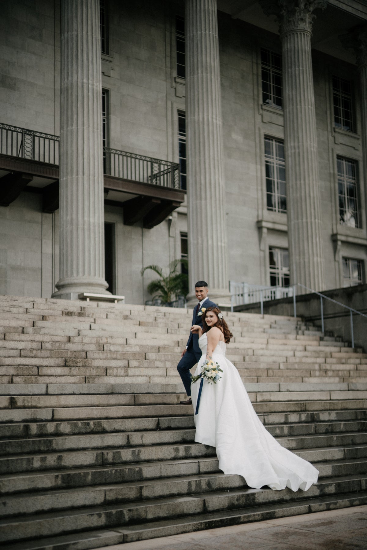 Adelia Mikado Off-the-Shoulder A-Line Wedding Gown with Slit | Bone and Grey Bridal | Affordable Simple Bridal Gowns Online Canada USA Singapore