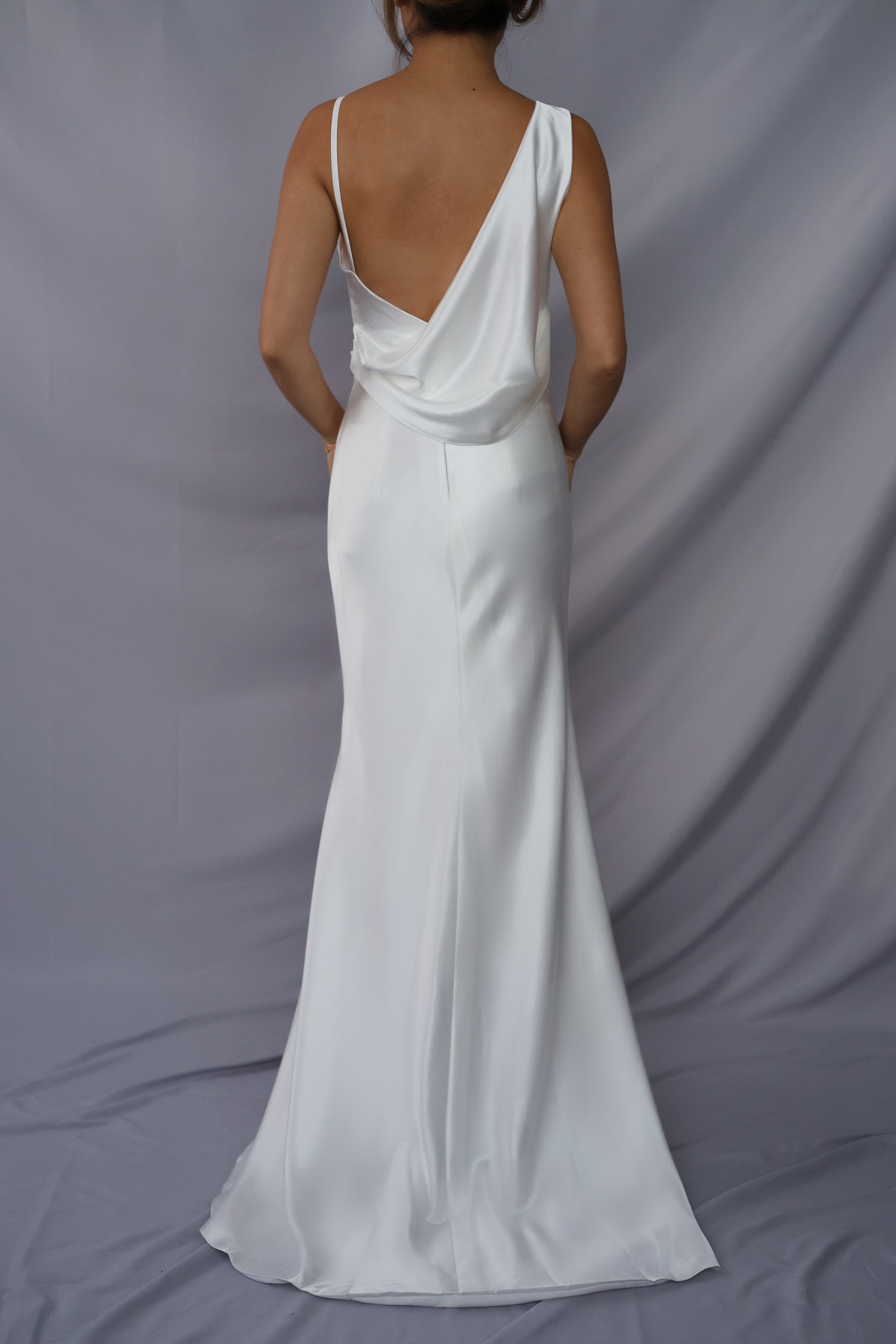 Allegra Asymmetric Satin Wedding Dress | Bone and Grey Bridal | Affordable Simple Wedding Dresses Online Canada USA Singapore
