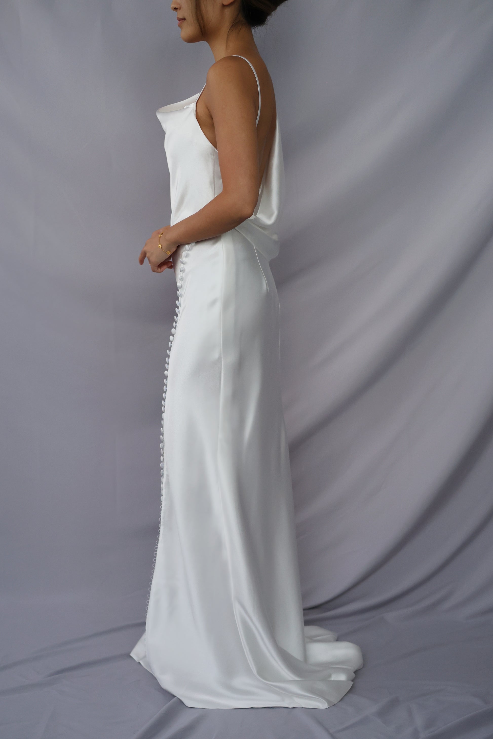 Allegra Asymmetric Satin Wedding Dress | Bone and Grey Bridal | Affordable Simple Wedding Dresses Online Canada USA Singapore