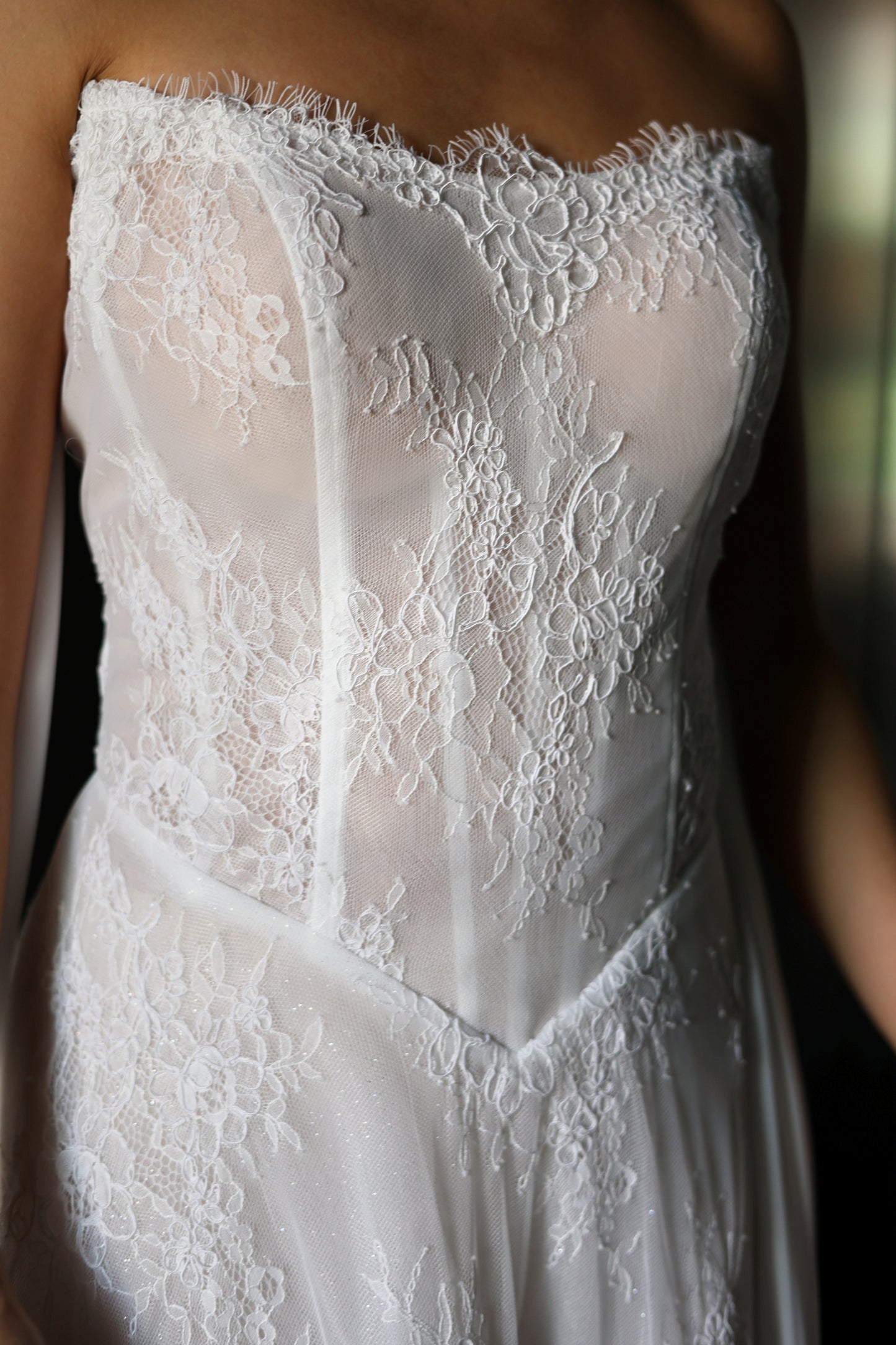 Ayana Lace Mini Dress with Chiffon Scarf | Bone & Grey Bridal | Wedding Afterparty Mini Dresses Online Canada USA Australia UK Singapore