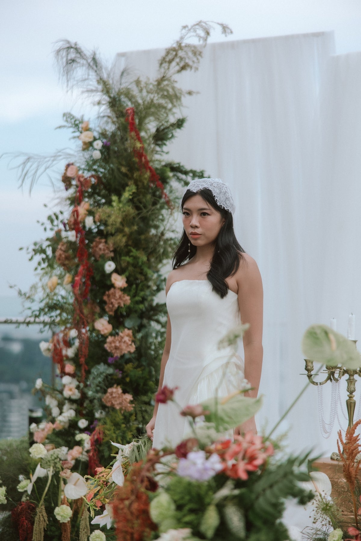 Bailey Textured Ivory Chiffon A-Line Wedding Gown | Bone and Grey Bridal | Affordable Simple Bridal Gowns Online Canada USA Singapore