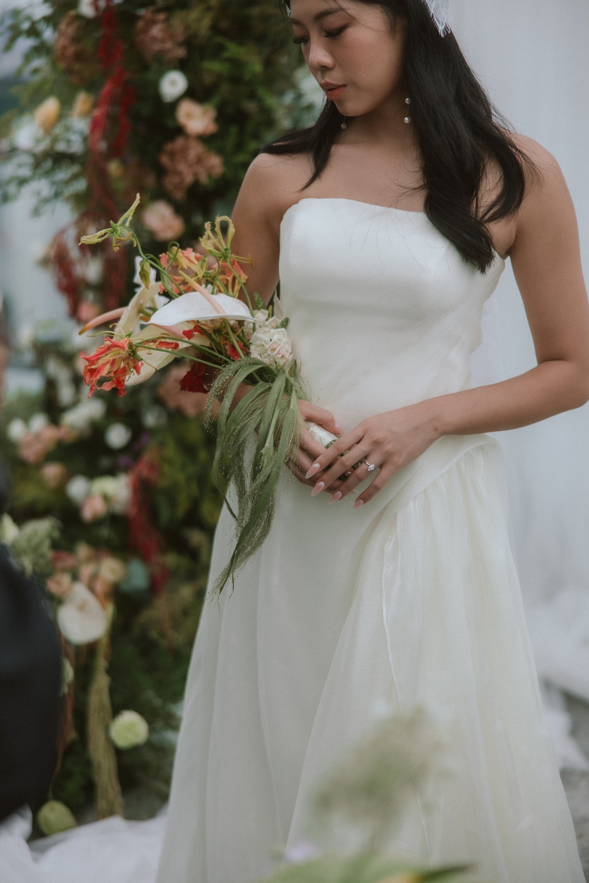 Bailey Textured Ivory Chiffon A-Line Wedding Gown | Bone and Grey Bridal | Affordable Simple Bridal Gowns Online Canada USA Singapore