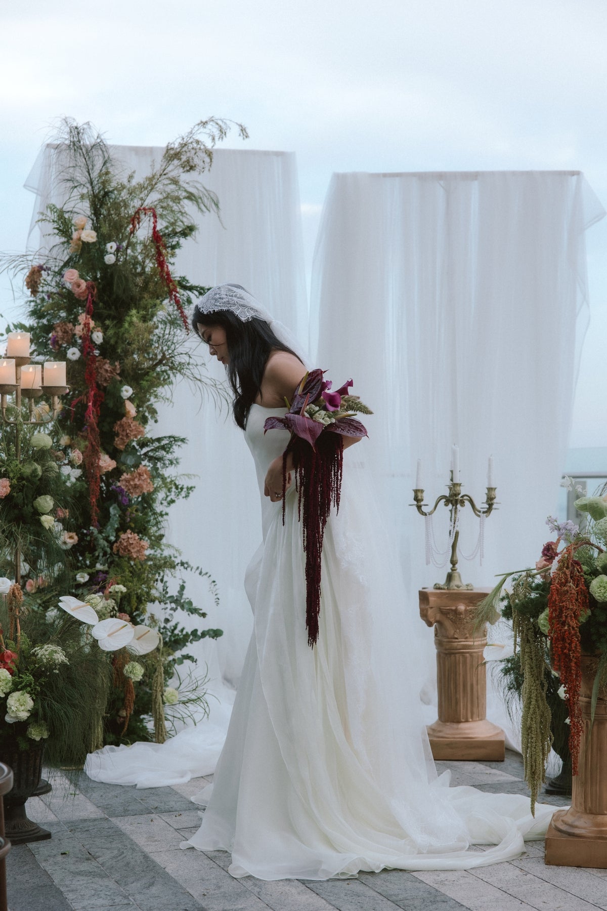 Bailey Textured Ivory Chiffon A-Line Wedding Gown | Bone and Grey Bridal | Affordable Simple Bridal Gowns Online Canada USA Singapore