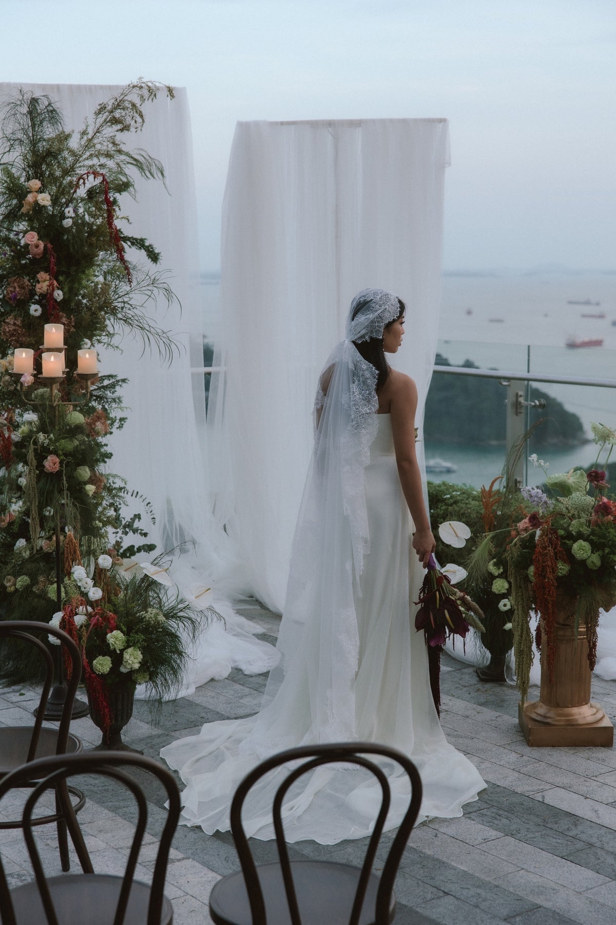 Bailey Textured Ivory Chiffon A-Line Wedding Gown | Bone and Grey Bridal | Affordable Simple Bridal Gowns Online Canada USA Singapore