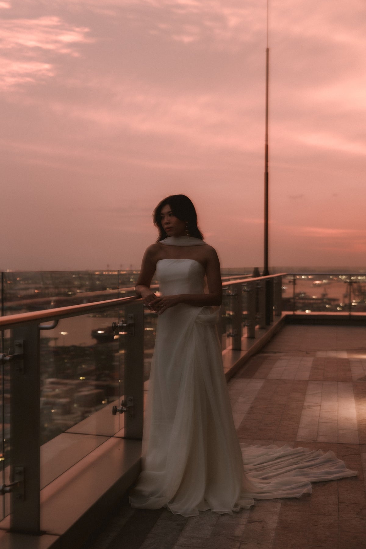 Bailey Textured Ivory Chiffon A-Line Wedding Gown | Bone and Grey Bridal | Affordable Simple Bridal Gowns Online Canada USA Singapore