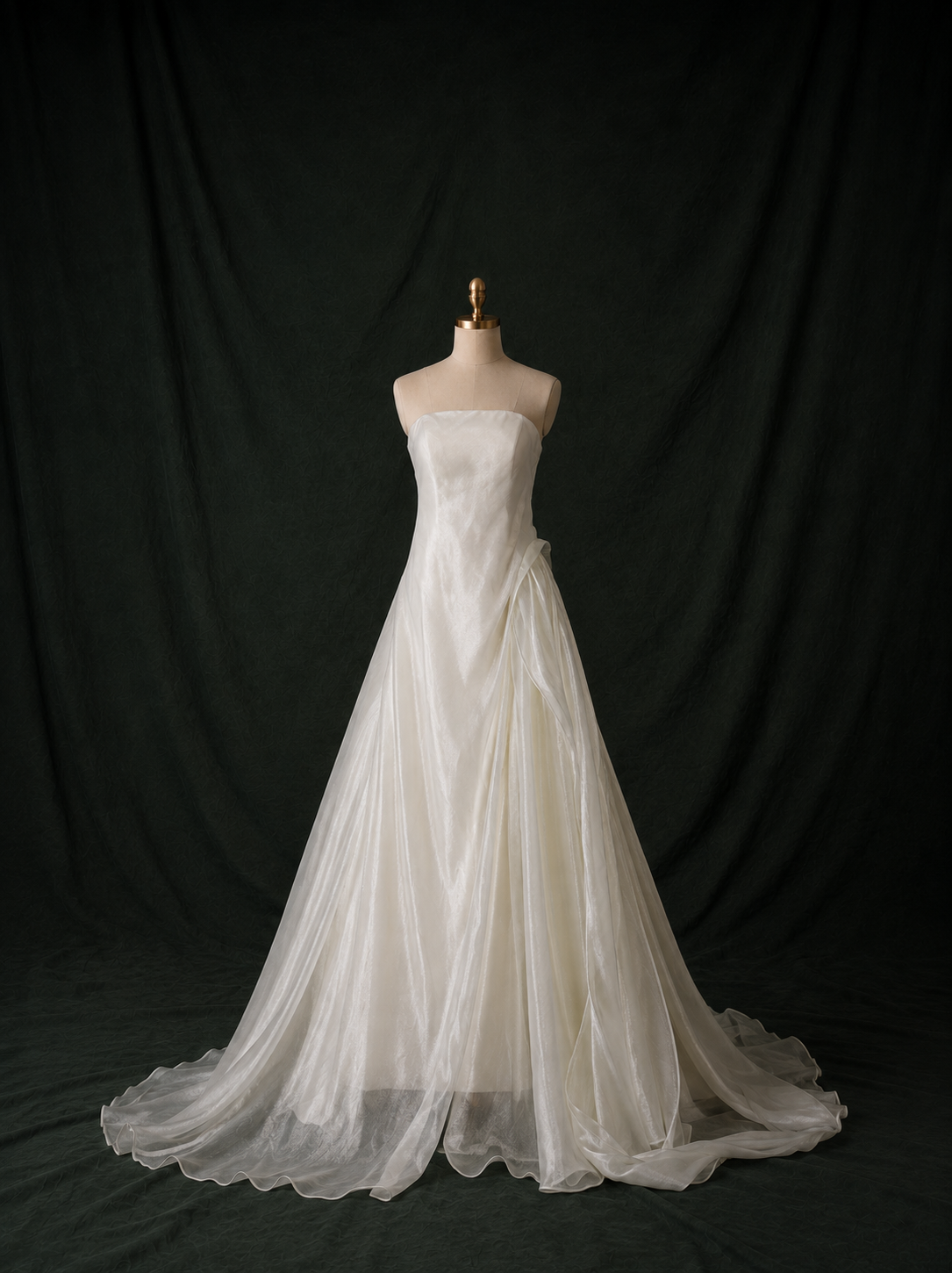Bailey Textured Ivory Chiffon A-Line Wedding Gown | Bone and Grey Bridal | Affordable Simple Bridal Gowns Online Canada USA Singapore