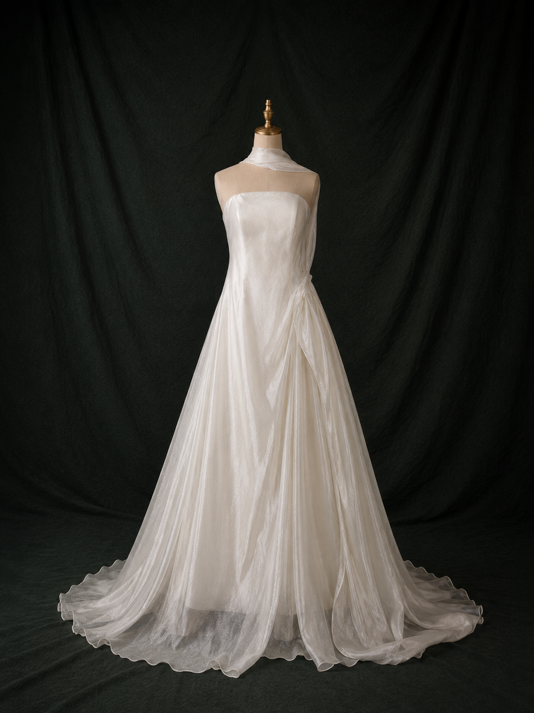 Bailey Textured Ivory Chiffon A-Line Wedding Gown | Bone and Grey Bridal | Affordable Simple Bridal Gowns Online Canada USA Singapore