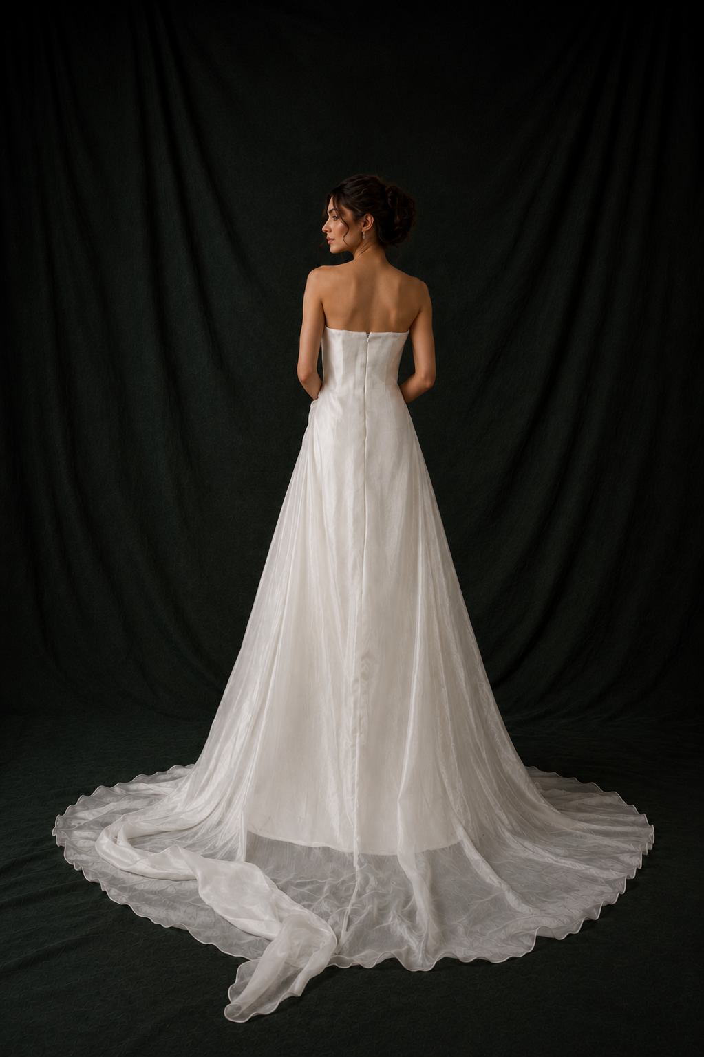Bailey Textured Ivory Chiffon A-Line Wedding Gown | Bone and Grey Bridal | Affordable Simple Bridal Gowns Online Canada USA Singapore