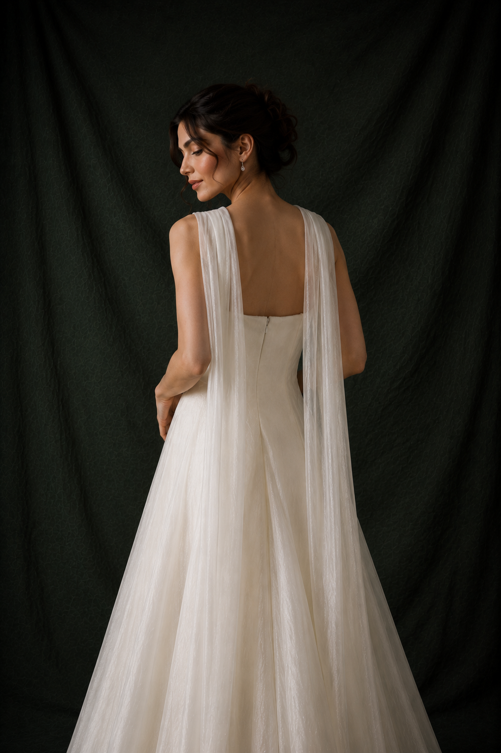 Bailey Textured Ivory Chiffon A-Line Wedding Gown | Bone and Grey Bridal | Affordable Simple Bridal Gowns Online Canada USA Singapore