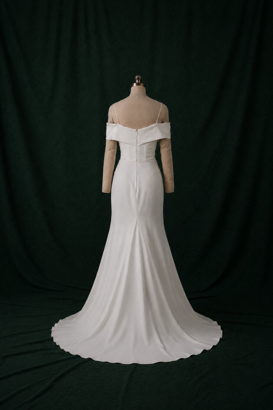 Blake Sweetheart Off-the-Shoulder Column Wedding Gown with Slit | Bone and Grey Bridal | Affordable Simple Bridal Gowns Online Canada USA Singapore
