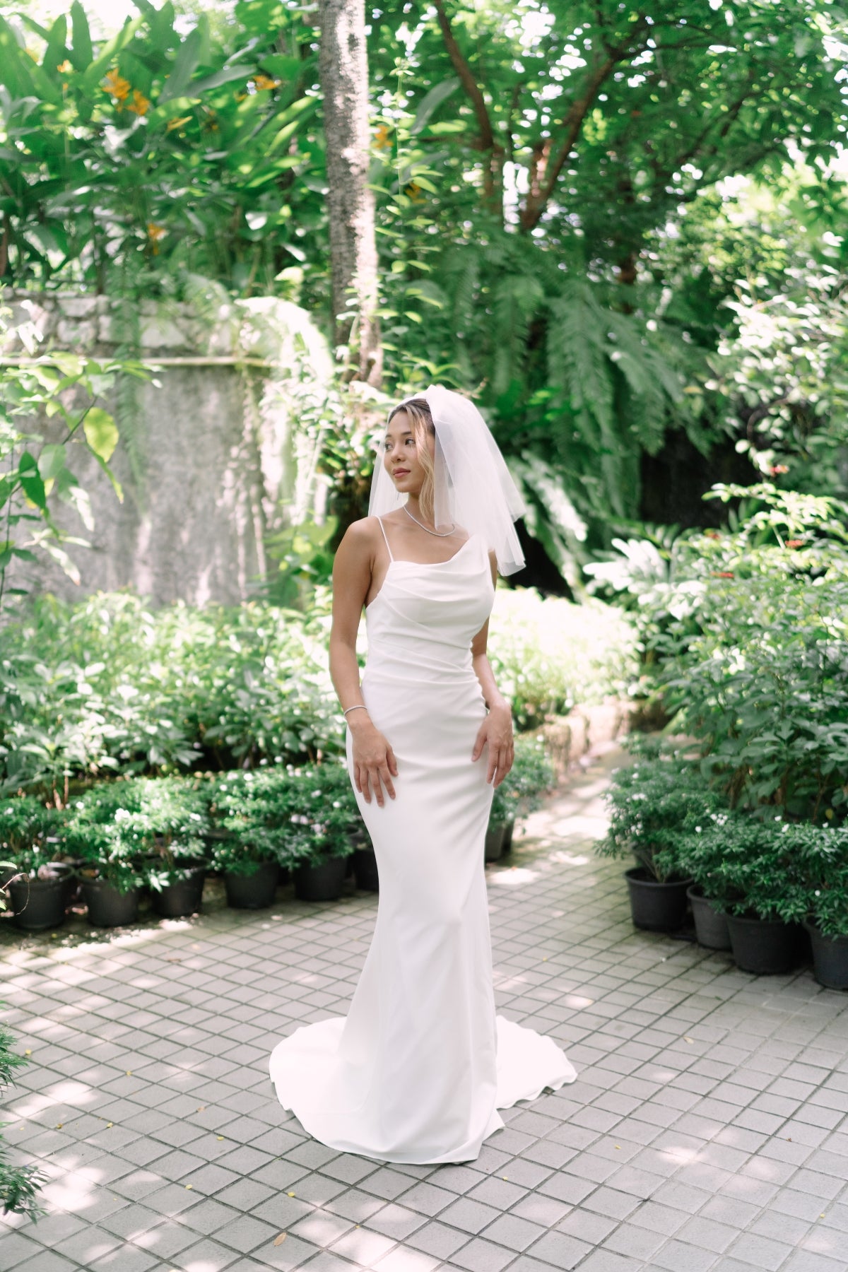 Bree Asymmetric Column Crepe Wedding Dress | Bone and Grey Bridal | Affordable minimal wedding dresses online Canada Singapore USA