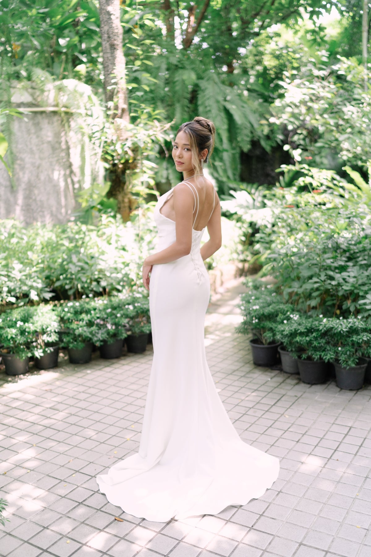 Bree Asymmetric Column Crepe Wedding Dress | Bone and Grey Bridal | Affordable minimal wedding dresses online Canada Singapore USA