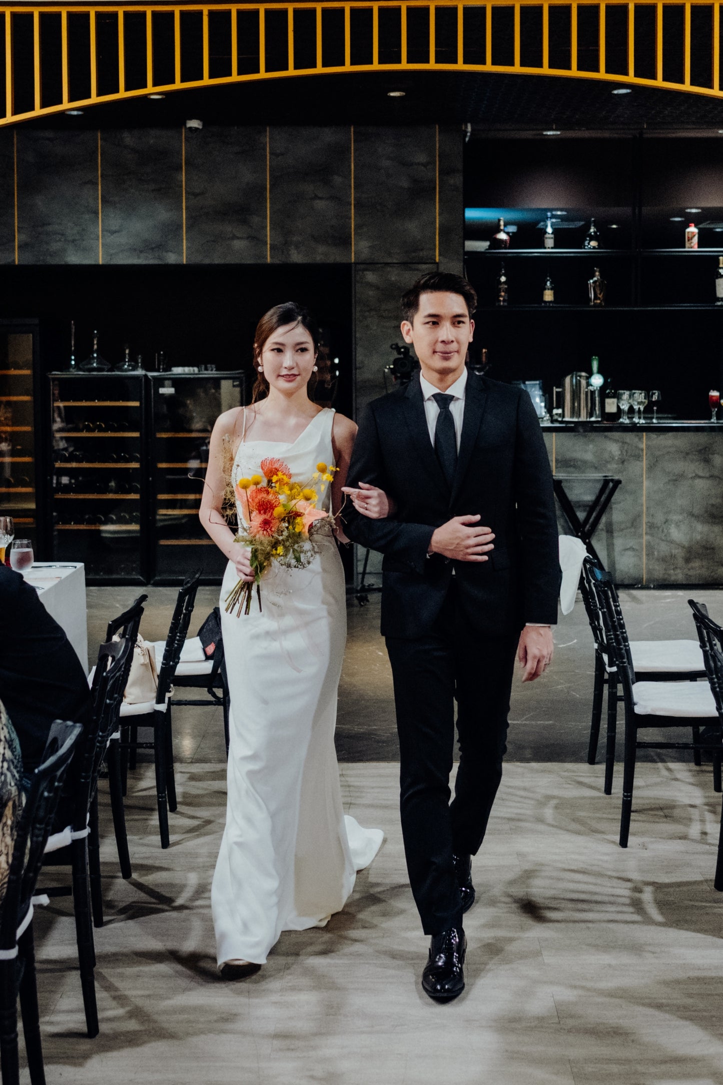 Bree Asymmetric Column Crepe Wedding Dress | Bone and Grey Bridal | Affordable minimal wedding dresses online Canada Singapore USA