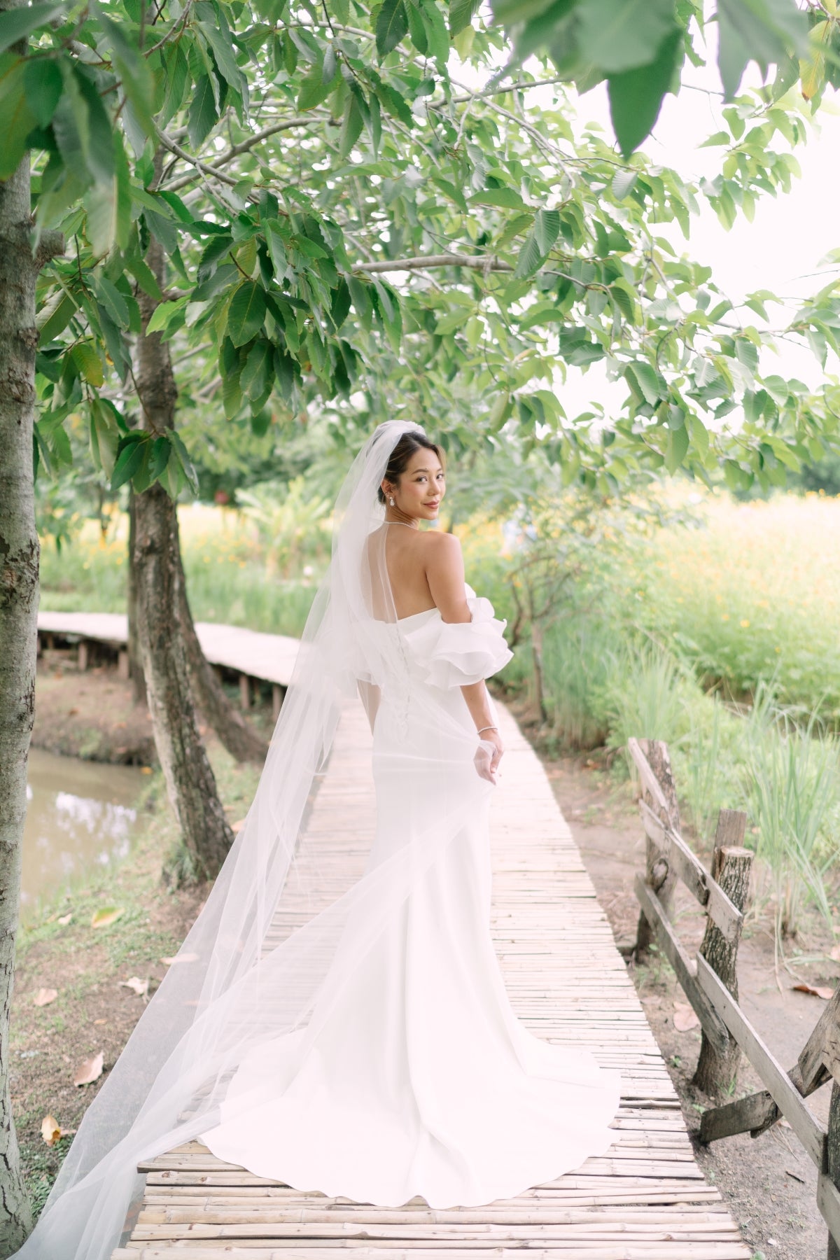 Cora Strapless Straight Neckline Spaghetti Straps Detachable Frilly Sleeves Column Crepe Wedding Dress | Bone and Grey Bridal | Affordable minimal wedding dresses online Canada Singapore USA