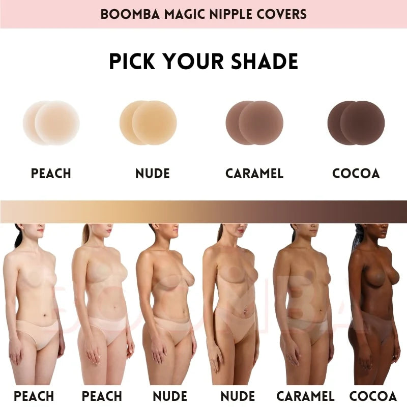 BOOMBA Magic Nipple Covers (Reusable) | Bone & Grey Bridal | Wedding Bra Accessories Padded Adhesive Inserts for Bridal Gowns Wedding Dresses Canada USA Singapore Australia UK
