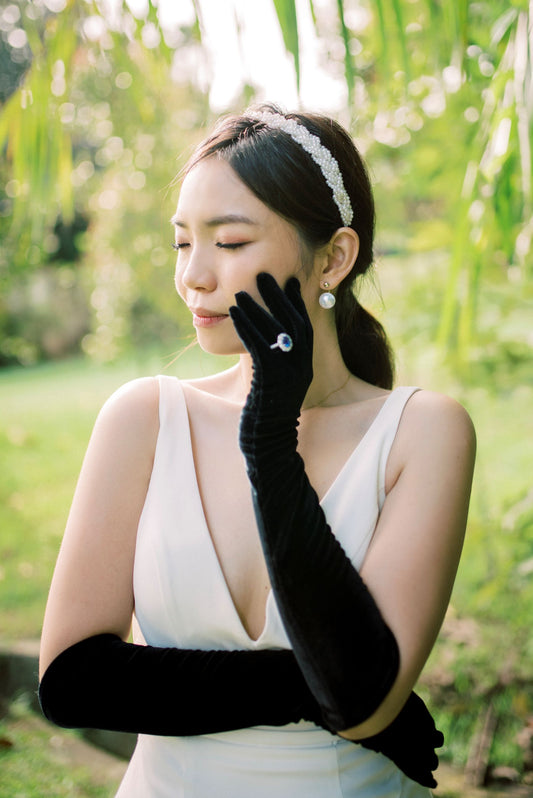 Sasha Black Velvet Gloves | Bone & Grey Bridal Accessories