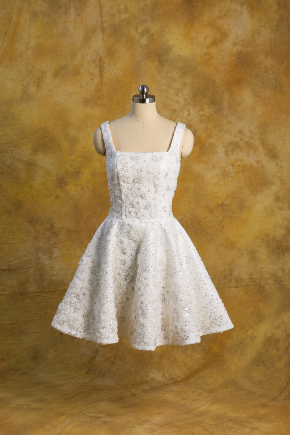 Elisha Bedazzled Square Neck Mini A-Line After-Party Dress | Bone and Grey Bridal | Affordable Simple Bridal Gowns Online Canada USA Singapore