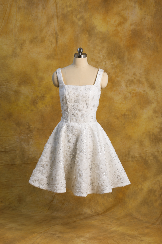 Elisha Bedazzled Square Neck Mini A-Line After-Party Dress | Bone and Grey Bridal | Affordable Simple Bridal Gowns Online Canada USA Singapore