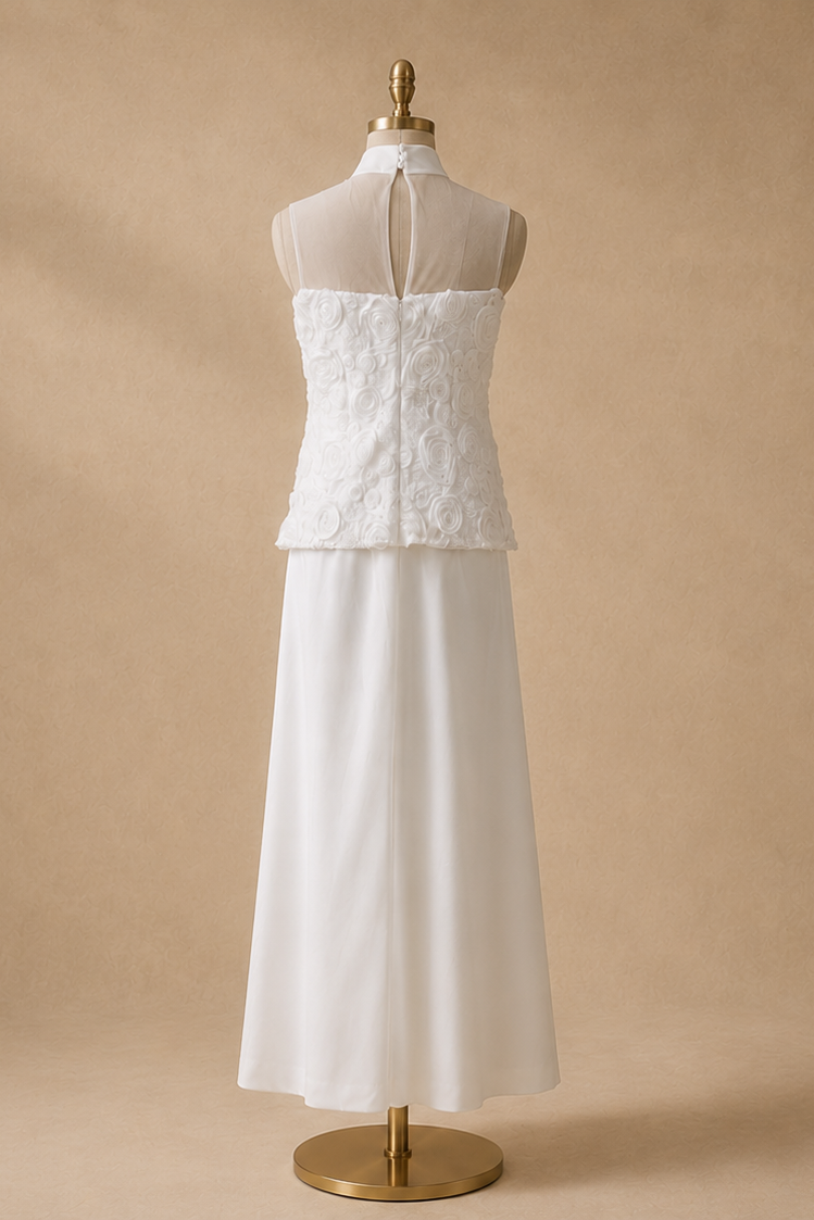 Fiona Mandarin Collar Lace Applique Column Modern Qipao Cheongsam Dress | Bone and Grey Bridal | Affordable Simple Bridal Gowns Online Canada USA Singapore