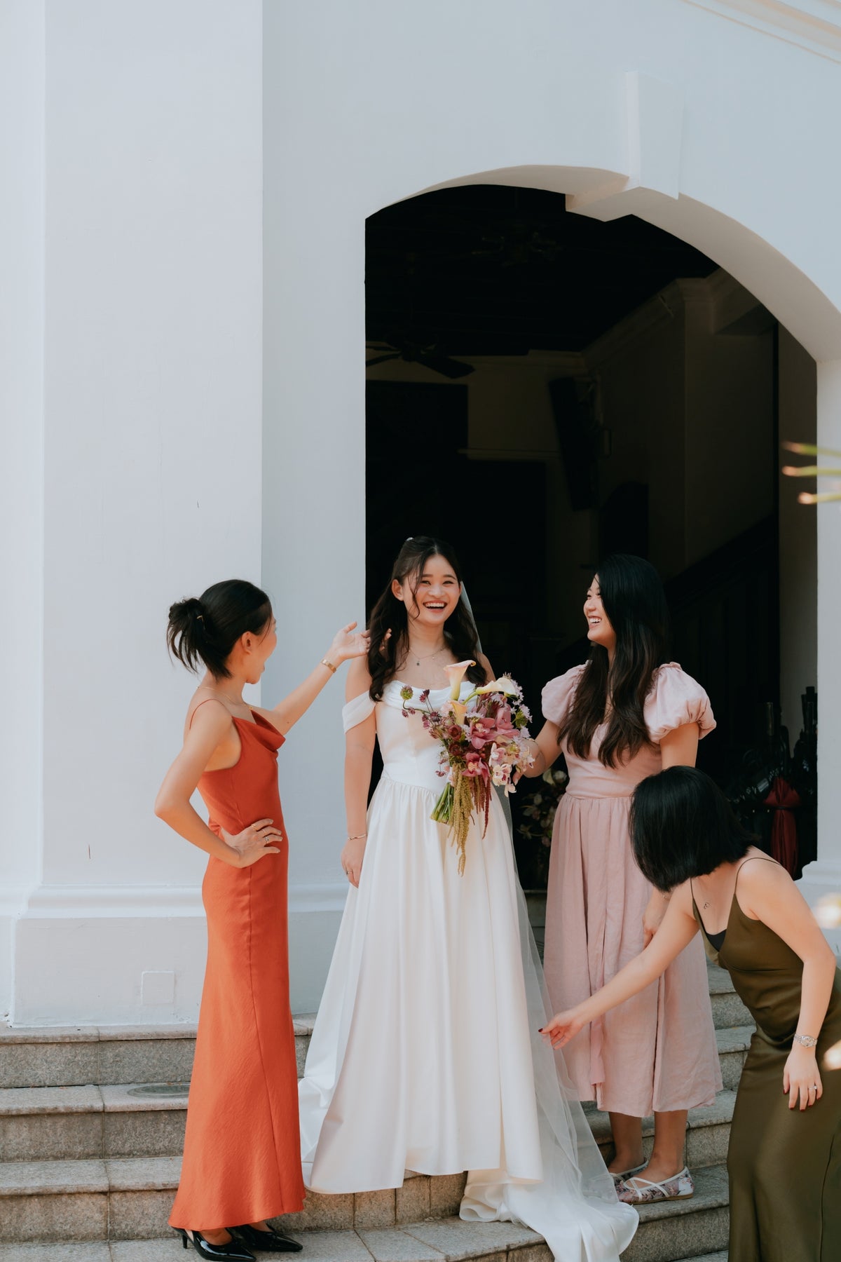 Genesa Basque Waist Duchess Satin & Chiffon A-Line Gown | Bone and Grey Bridal | Affordable Simple Bridal Gowns Online Canada USA Singapore