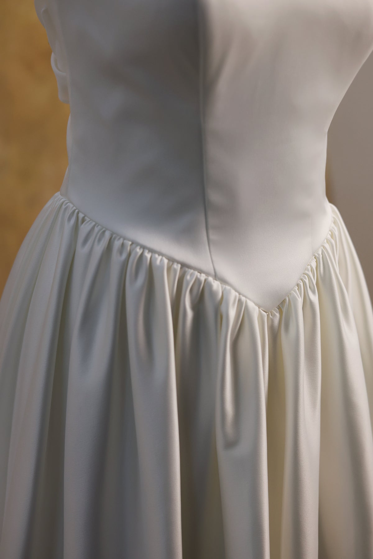 Genesa Basque Waist Duchess Satin & Chiffon A-Line Gown | Bone and Grey Bridal | Affordable Simple Bridal Gowns Online Canada USA Singapore