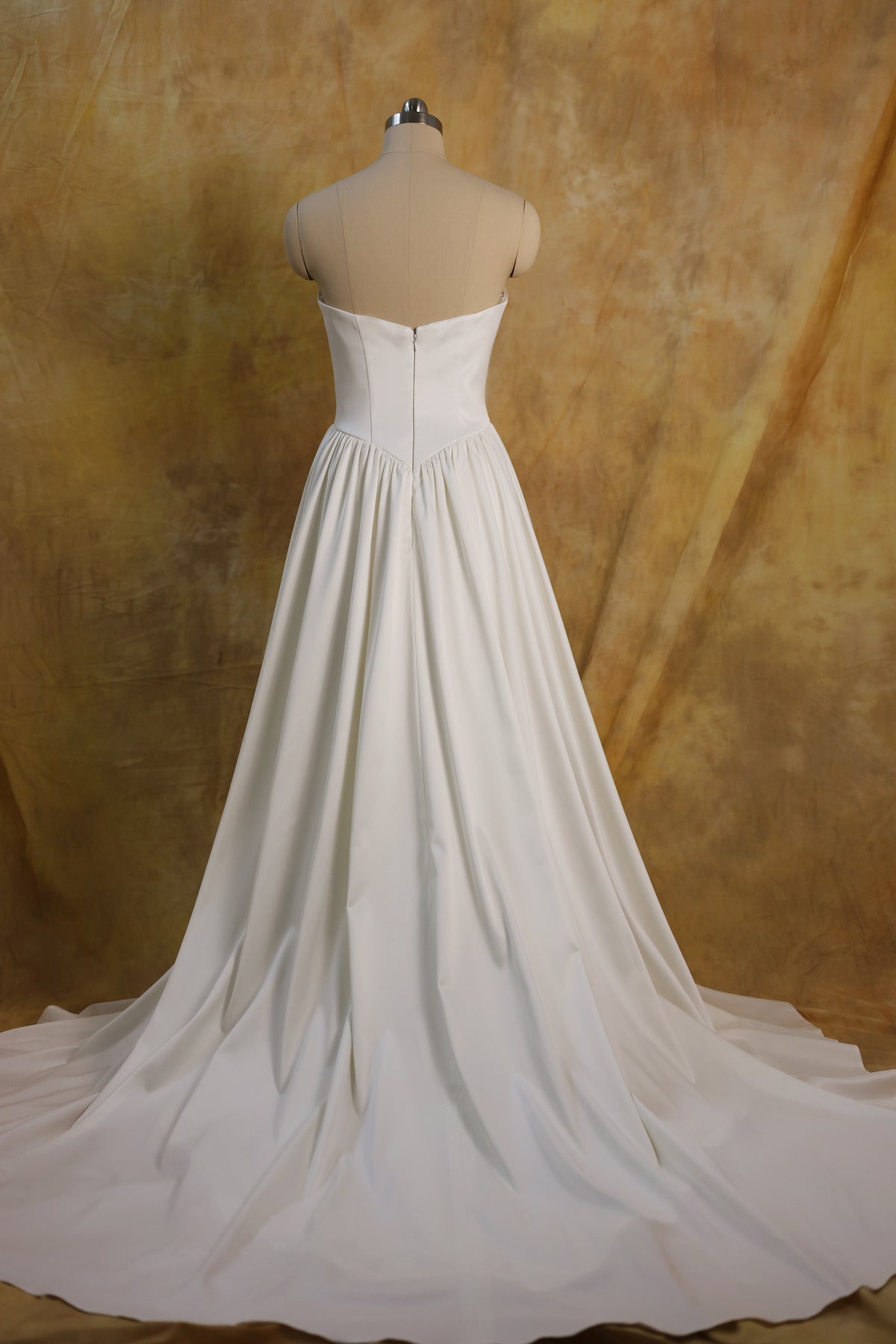 Genesa Basque Waist Duchess Satin & Chiffon A-Line Gown | Bone and Grey Bridal | Affordable Simple Bridal Gowns Online Canada USA Singapore