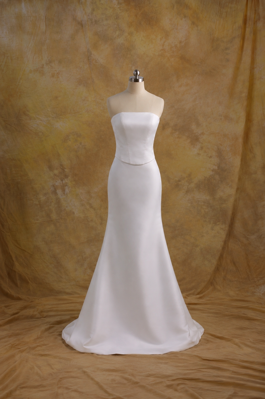 Hannah Satin Corset & Fit and Flare Skirt 2-Piece Set | Bone and Grey Bridal | Affordable Simple Bridal Gowns Online Canada USA Singapore
