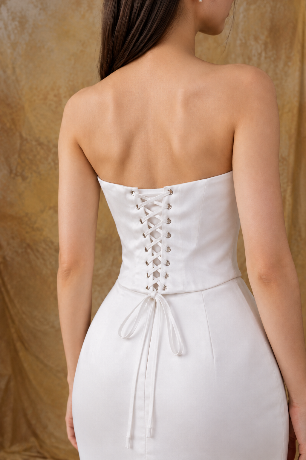 Hannah Satin Corset & Fit and Flare Skirt 2-Piece Set | Bone and Grey Bridal | Affordable Simple Bridal Gowns Online Canada USA Singapore
