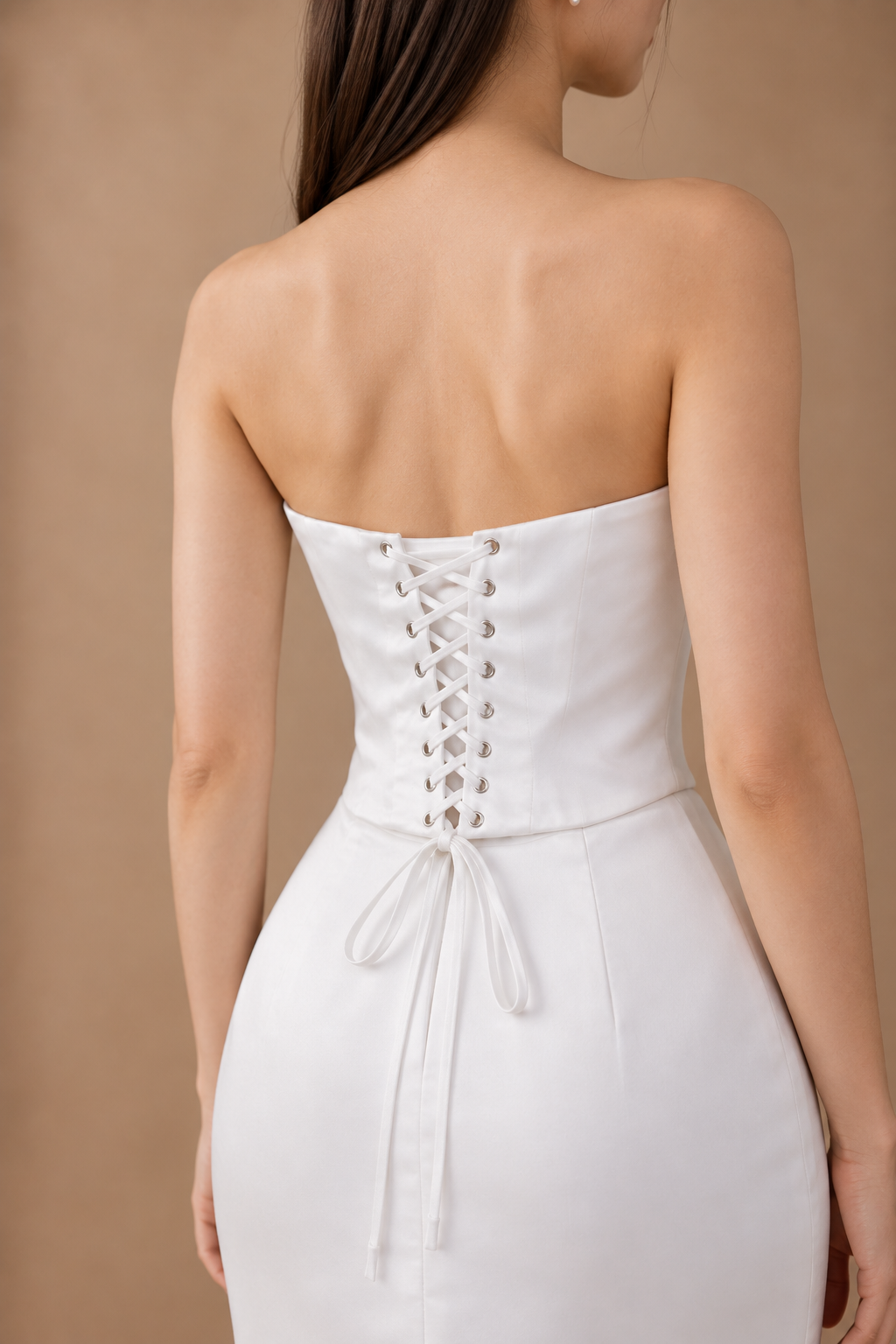 Hannah Satin Corset & Fit and Flare Skirt 2-Piece Set | Bone and Grey Bridal | Affordable Simple Bridal Gowns Online Canada USA Singapore