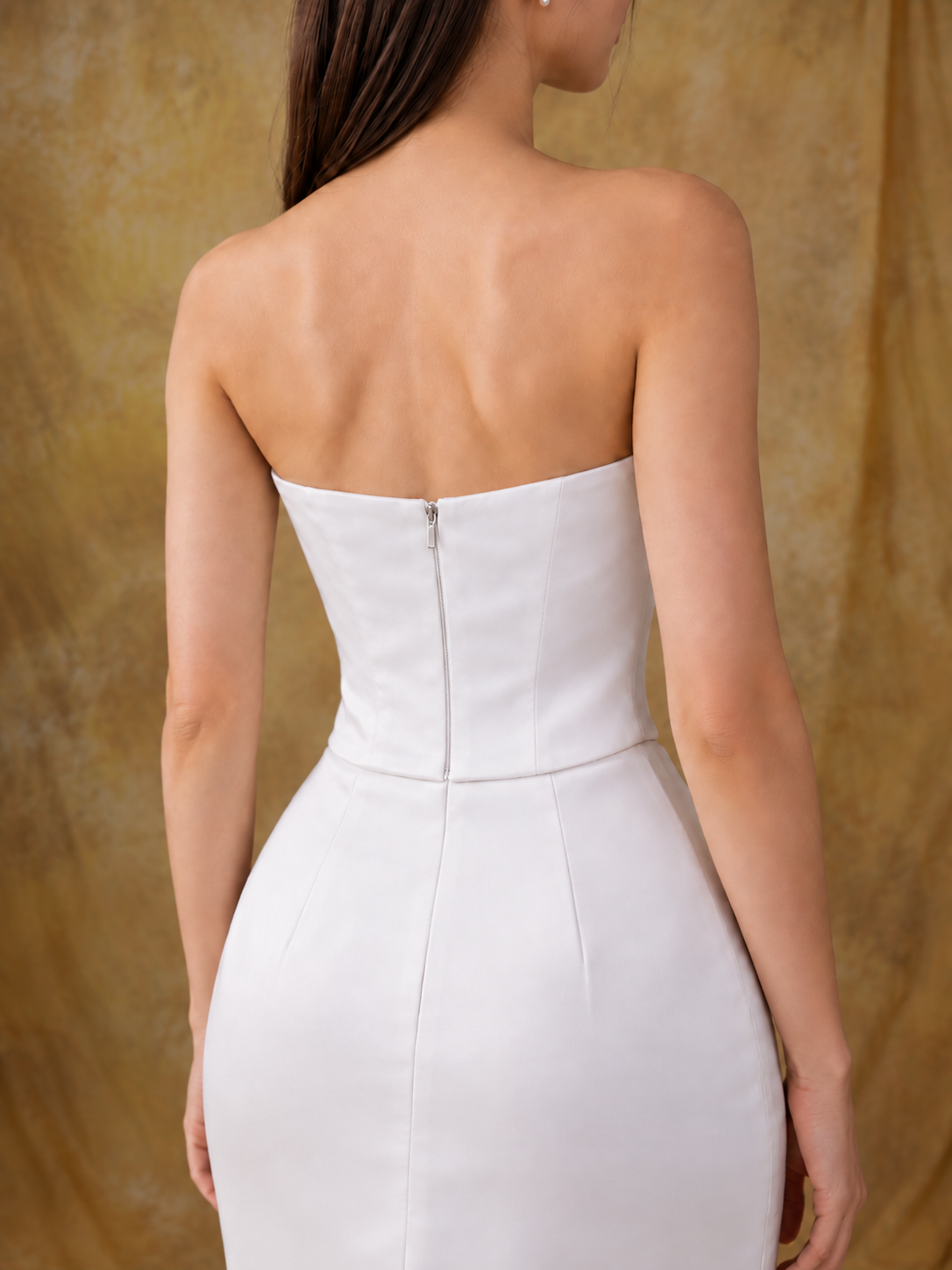 Hannah Satin Corset & Fit and Flare Skirt 2-Piece Set | Bone and Grey Bridal | Affordable Simple Bridal Gowns Online Canada USA Singapore