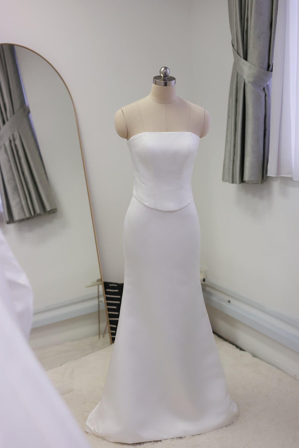 Hannah Satin Corset & Fit and Flare Skirt 2-Piece Set | Bone and Grey Bridal | Affordable Simple Bridal Gowns Online Canada USA Singapore
