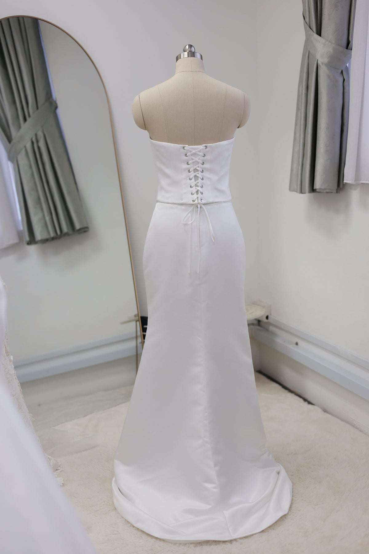 Hannah Satin Corset & Fit and Flare Skirt 2-Piece Set | Bone and Grey Bridal | Affordable Simple Bridal Gowns Online Canada USA Singapore