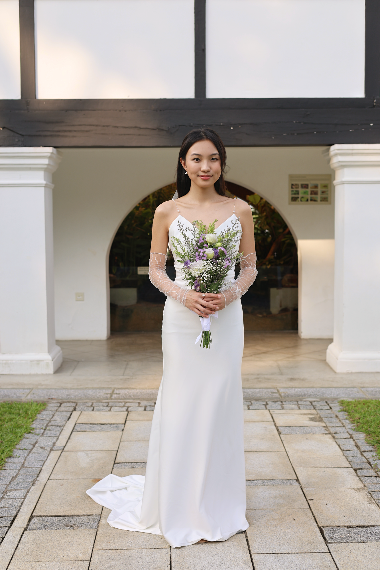 Sora minimal spaghetti strap crepe column wedding gown | Bone and Grey Bridal
