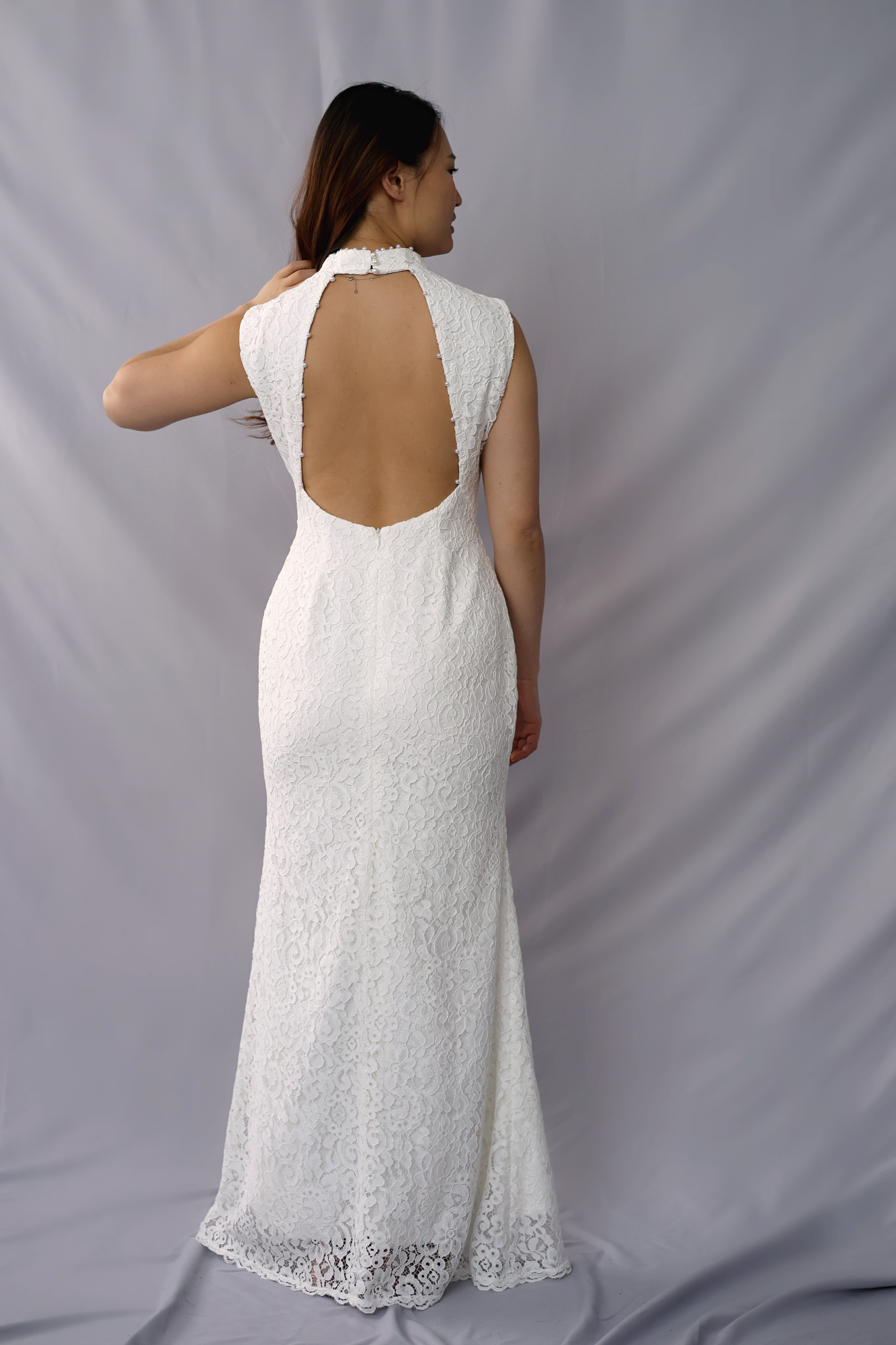 Mirine minimal lace qipao/ cheongsam dress | Bone and Grey Bridal