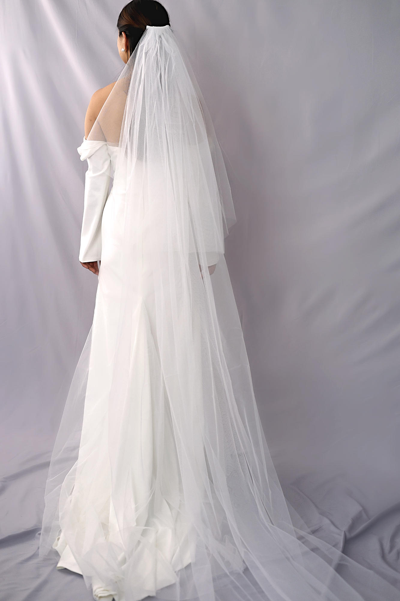 Chloe 2-tiered Tulle Cathedral Veil | Bone & Grey Bridal Accessories