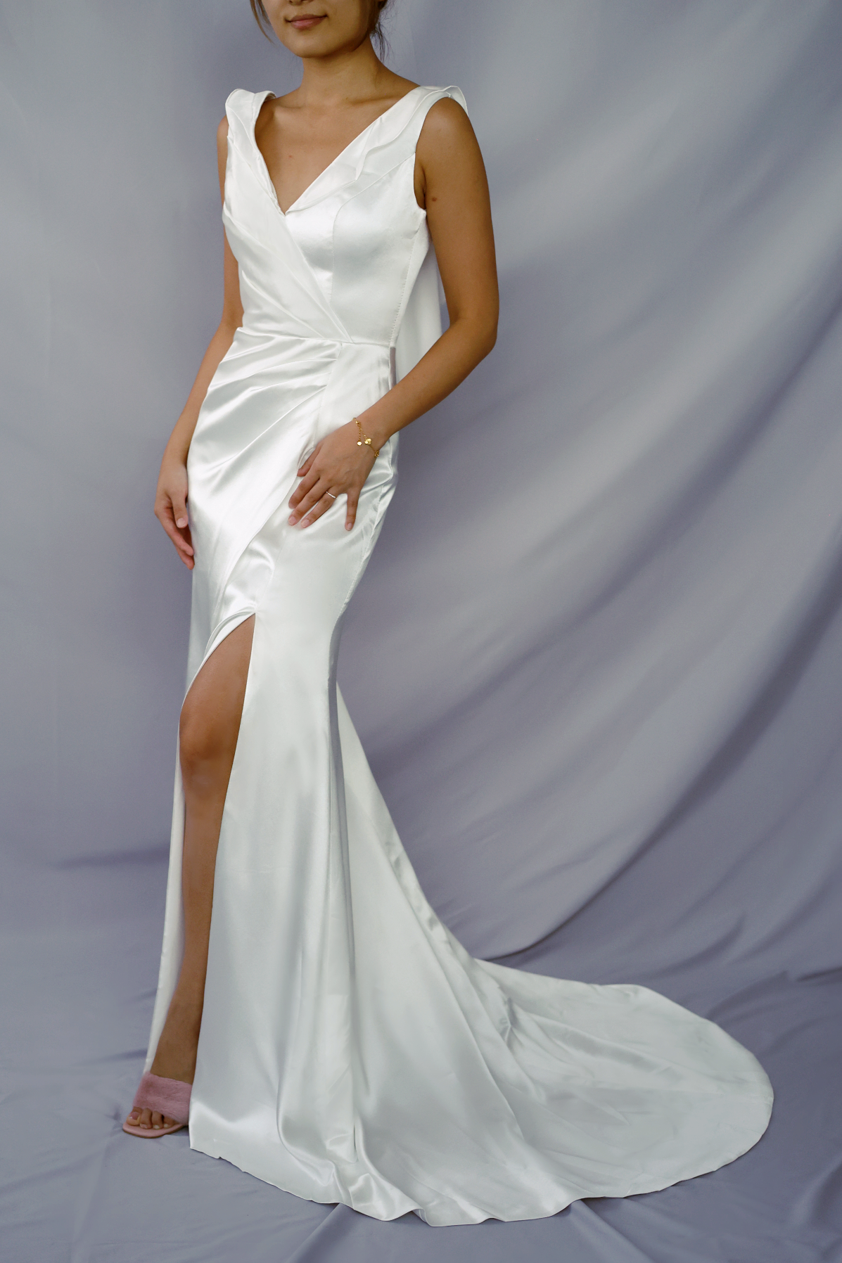 Bella ruffles minimal bridal gown | Bone and Grey Bridal