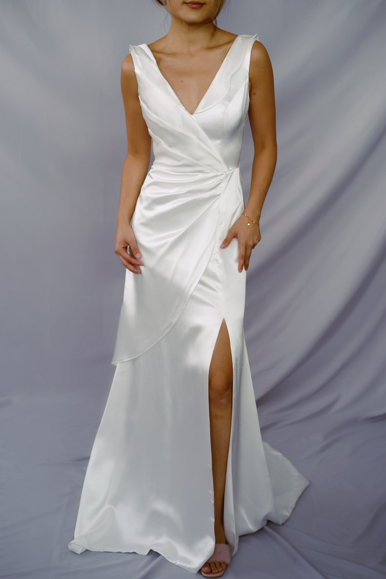 Bella ruffles minimal bridal gown | Bone and Grey Bridal